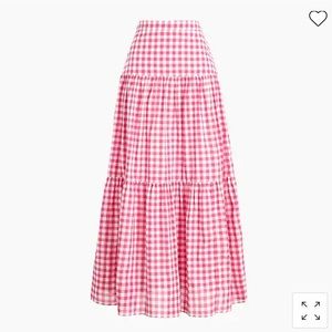 J Crew Factory Triple Tier Pink Gingham Skirt